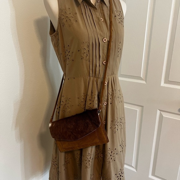 Crosstree Lane Cowhide Suede Brown Crossbody Bag - Picture 11 of 11
